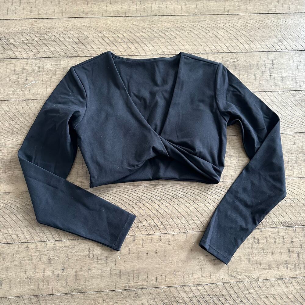 Black Long Sleeve Crop Top Bra Size XS Padded